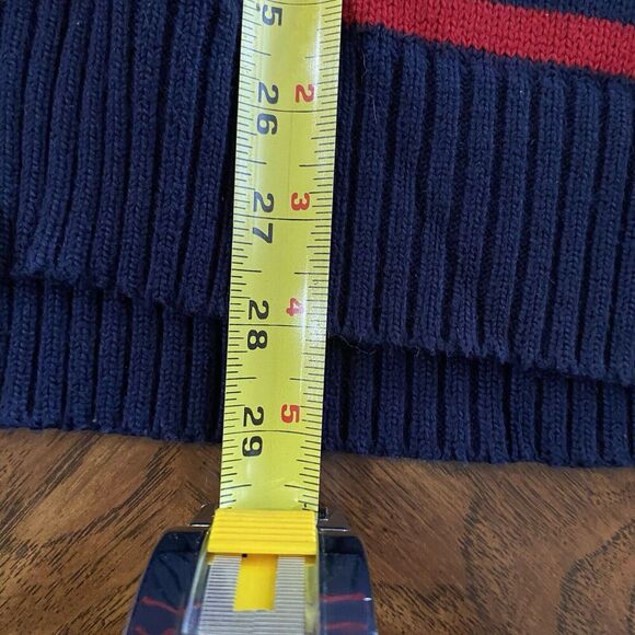 Polo Ralph Lauren Sweater Mens L Blue Red 1/4 Zip Pullover Ribbed Cotton Stripe - Picture 10 of 10